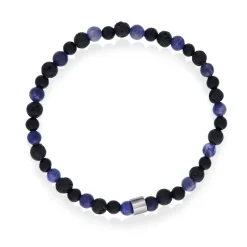 ALEXANDER – F&S armbånd med stenperler, sort/blå – 4 mm