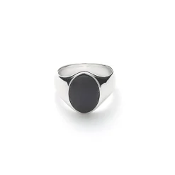 Alexander Lynggaard – Hope Oval Signet Ring – Matt Onyx