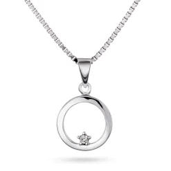 Arne Nordlie – Halssmykke med anheng i hvitt gull og 0,02 ct diamant