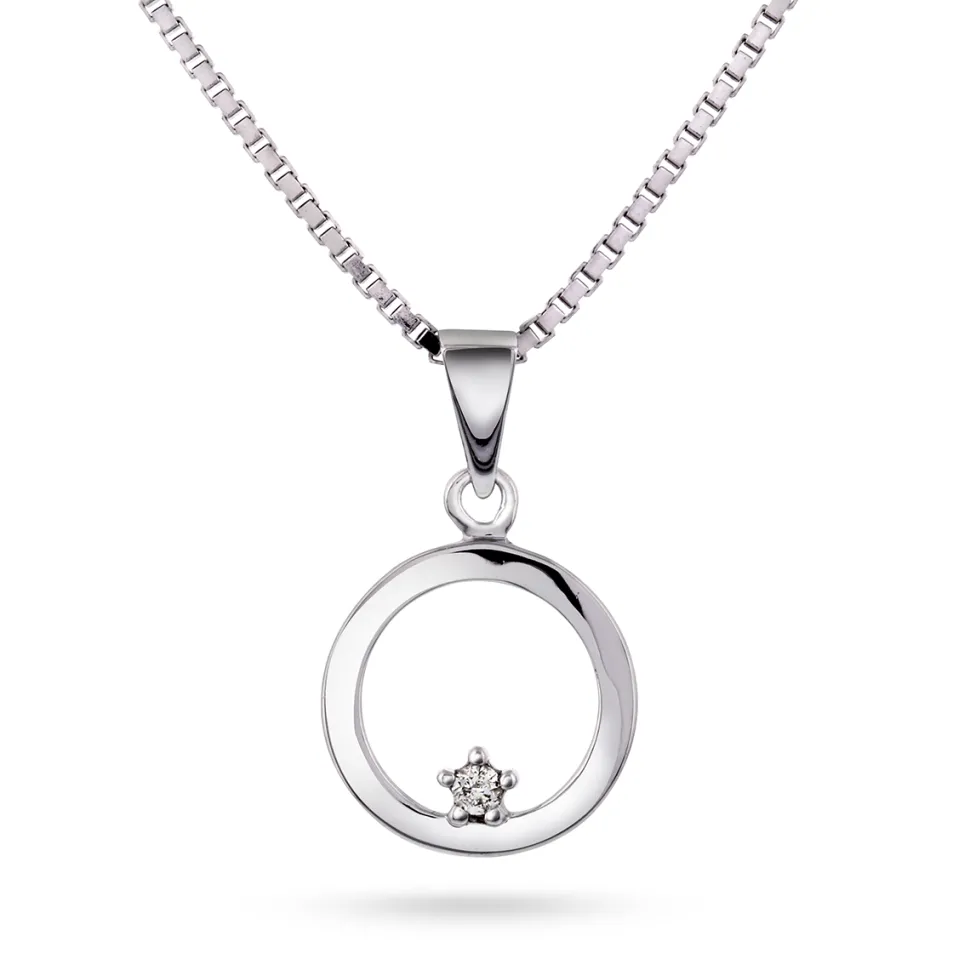 Arne Nordlie – Halssmykke med anheng i hvitt gull og 0,02 ct diamant