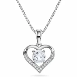 Arne Nordlie – Åpent hjerte halssmykke i sølv med zirkonia