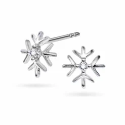 Arne Nordlie – Ørepynt i hvitt gull med diamant, snøkrystall – 0,02ct GH/P1