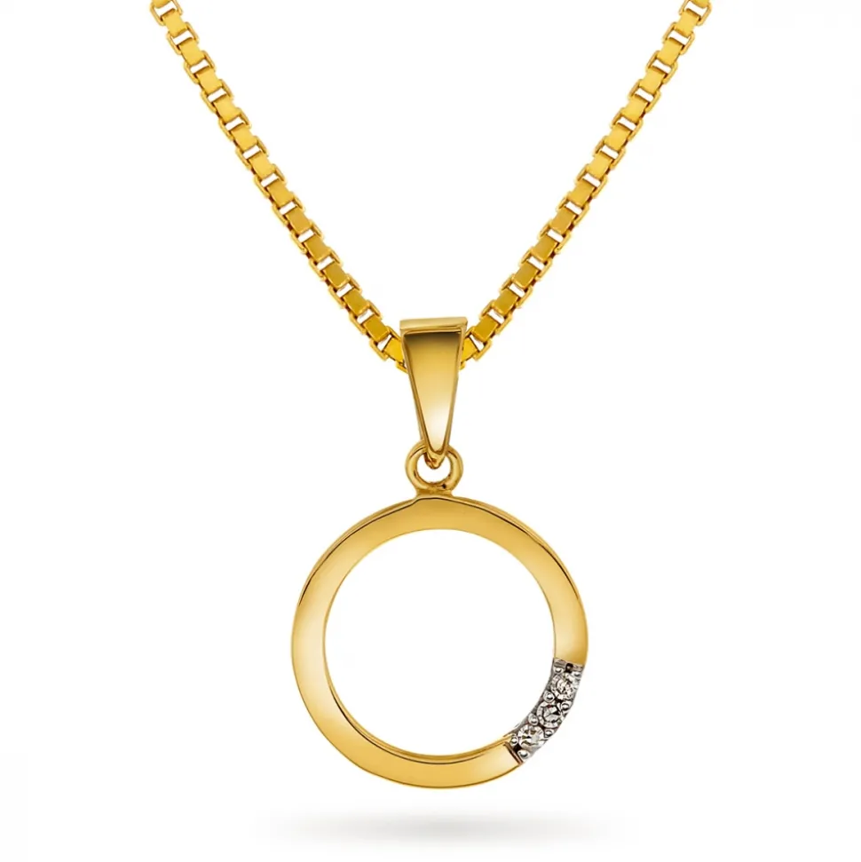 Arne Nordlie – Smykke med gult gull anheng og 0,015 ct diamanter