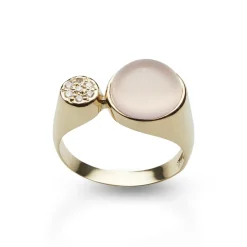 Arven – Bon Bon Avec gullring med rosa kvarts og 0,07 ct diamanter