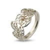 By Birdie – Beech Leaves Polished sølvring med diamant