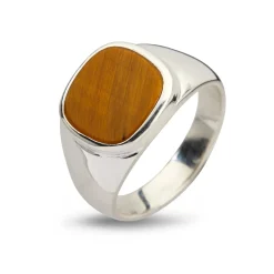 By Birdie – Cushion Tiger’s Eye – Signetring i sølv