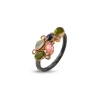 By Birdie – Elisabeth sølvring med 9 edelstener, inkl. 0,20ct rose cut diamanter