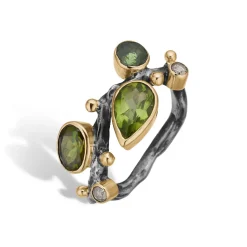 By Birdie – Grace Single Green Mix ring i sølv