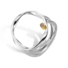 By Birdie – Lotus Oval ring i polert sølv med diamant, 0,05ct