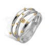 By Birdie – Lotus Trio ring i polert sølv med 14k gull kuler
