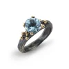 By Birdie – Rockefeller Ring Blue med blå topas og 14 kt gult gull kuler