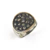 BY BIRDIE-sølv- sort rhodinert-Ring-Brasilia m rose cut diamant Pavè og gult gull