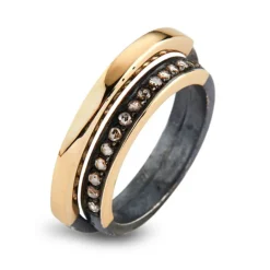 BY BIRDIE-sølv sort rhodinert-ring-Jacquline 1 pavè