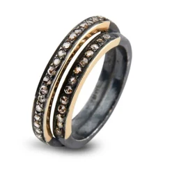 BY BIRDIE-sølv sort rhodinert-ring-Jacquline 2 pavè