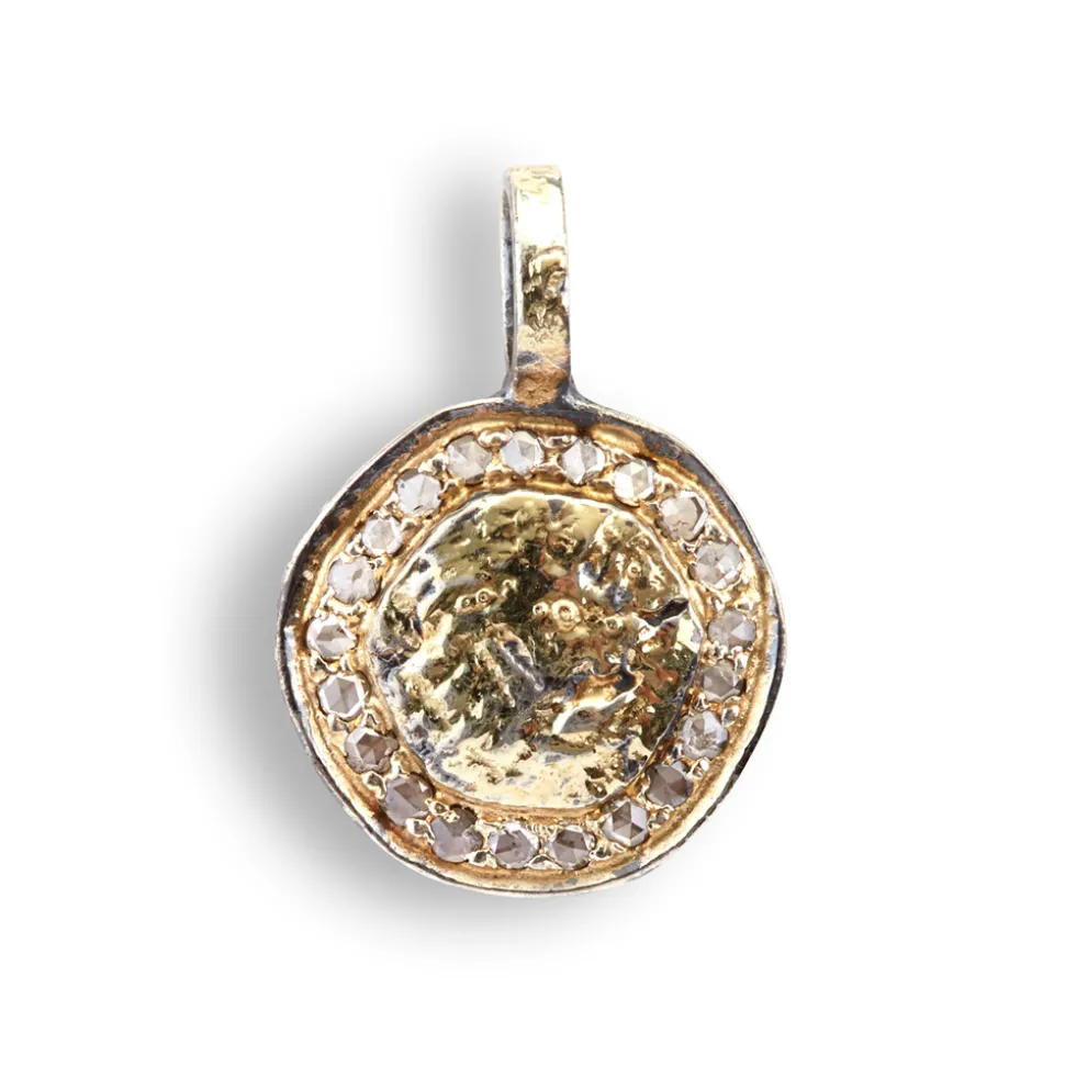 BY BIRDIE-sølv-sort rhodinert-anheng-Freja Coin