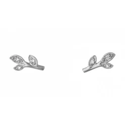 ByBiehl – Jungle Ivy sparkle leaf øredobber i sølv