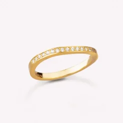 byBiehl – Ocean Flow Band Sparkle ring i forgylt sølv