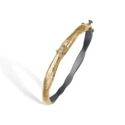 ByBirdie – Armring Sacra Golden – 925 sort rhodniert sølv 18k gult gull og diamanter