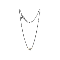 ByBirdie – Halssmykke Victoria Heart Pavè – 925 sølv, 14k gull og rå diamanter
