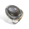 ByBirdie – Ring Corso BoHo grå månestein og diamanter