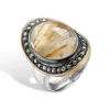 ByBirdie – Ring Corso BoHo Rutil kvarts og diamanter – 14k gult gull og 925 sølv
