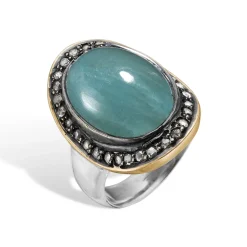 ByBirdie – Ring Corso BoHo akvamarin og diamanter
