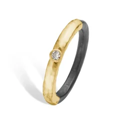 ByBirdie – Ring Sarah-1 – 14k gult gull og 925 sølv med diamant