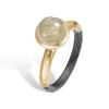 ByBirdie – Ring Victoria Rose Rutil kvarts 8 mm- 14k gult gull og 925 sort rhodinert sølv