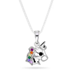 Classic by Gulldia – Anheng i sølv med fargede zirkonia – Unicorn Head