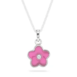 Classic by Gulldia – Anheng i sølv med zirkonia – Rosa Blomst
