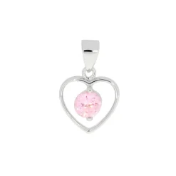 Classic by Gulldia – Hjerteanheng i sølv med rosa zirkonia – Uten lenke