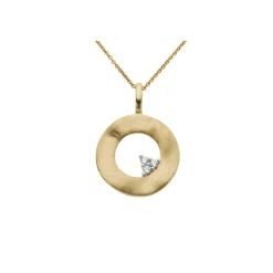 Diamonds by Frisenberg – Anheng i 14K gult gull m/diamanter og forgyldt sølvkjede 42 cm