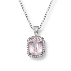 Diamonds by Frisenberg – Anheng i 14K hvitt gull med rosa morganitt og diamanter