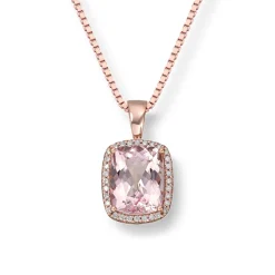 Diamonds by Frisenberg – Anheng i 14K rosegull med rosa morganitt og diamanter
