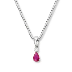 Diamonds by Frisenberg – Anheng i hvitt gull med diamant og rubin