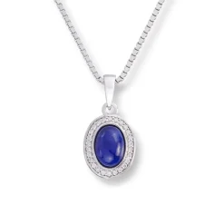 Diamonds by Frisenberg – Anheng i hvitt gull med lapis og 0,07 ct diamanter