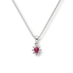 Diamonds by Frisenberg – Anheng i hvitt gull med rubin og diamanter, totalt 0,05 ct
