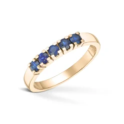 Diamonds by Frisenberg – Alliansering i gult gull med safirer – 5×0,10ct