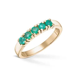 Diamonds by Frisenberg – Alliansering i gult gull med smaragder – 5×0,10ct