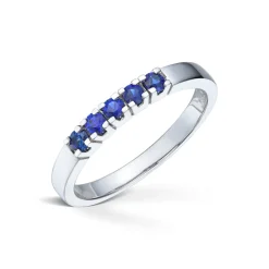 Diamonds by Frisenberg – Alliansering i hvitt gull med safirer – 5×0,05ct