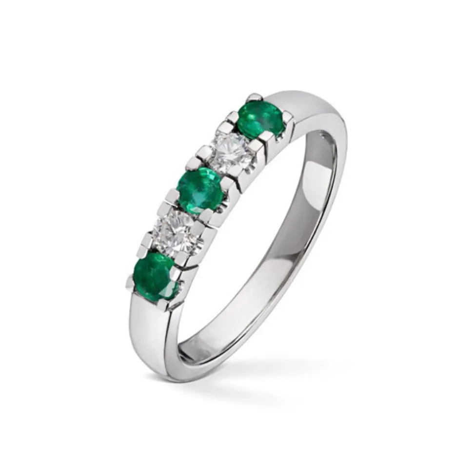 Diamonds by Frisenberg – Alliansering med 2 x 0,10 ct TW/SI og smaragd