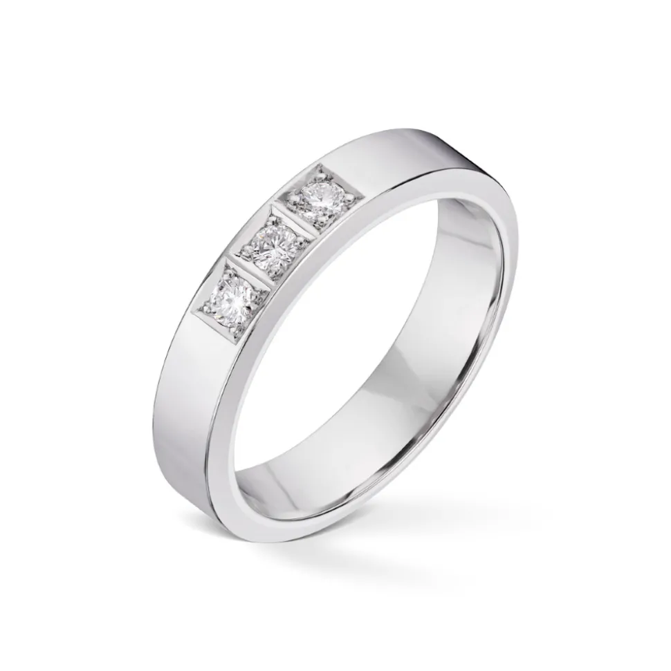 Diamonds by Frisenberg – Alliansering-Hvittgull 3×0,05 ct TW/SI-Kraftig ringskinne-Håndlaget ved eget verksted
