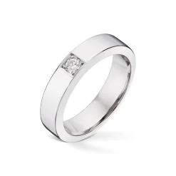 Diamonds by Frisenberg – Alliansering-Hvittgull 1×0,10 ct TW/SI-Kraftig ringskinne-Håndlaget ved eget verksted