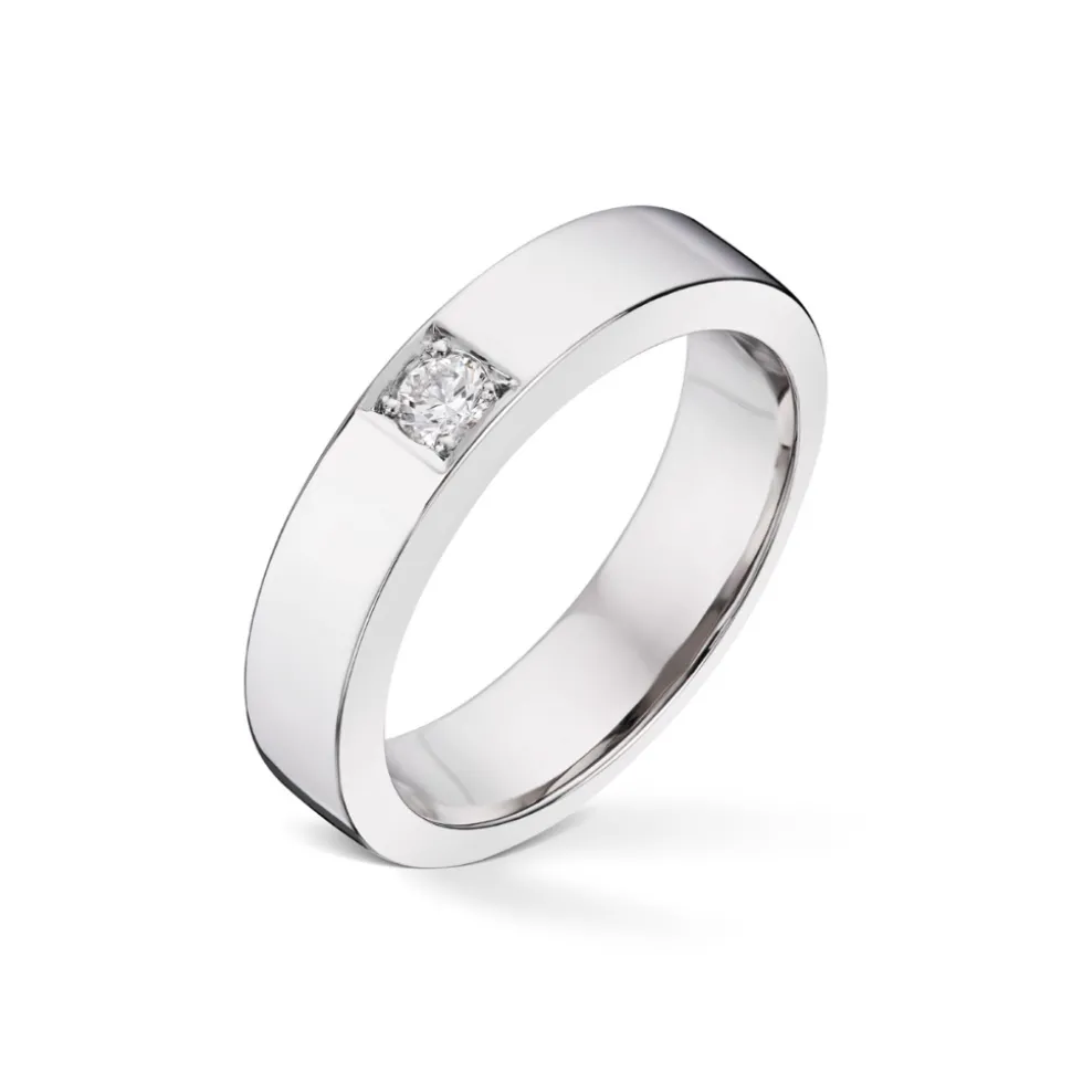Diamonds by Frisenberg – Alliansering-Hvittgull 1×0,10 ct TW/SI-Kraftig ringskinne-Håndlaget ved eget verksted
