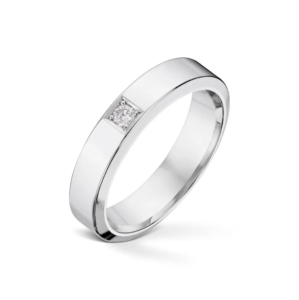 Diamonds by Frisenberg – Alliansering-Hvittgull 1×0,05 ct TW/SI-Kraftig ringskinne-Håndlaget ved eget verksted