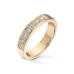Diamonds by Frisenberg – Alliansering i gult gull med 7 x 0,05 ct TW/SI – Kraftig ringskinne, håndlaget ved eget verksted