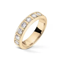Diamonds by Frisenberg – Alliansering i gult gull med 7 x 0,10 ct TW/SI – Kraftig ringskinne, håndlaget ved eget verksted