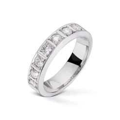 Diamonds by Frisenberg – Alliansering-Hvittgull 7×0,10 ct TW/SI-Kraftig ringskinne-Håndlaget ved eget verksted