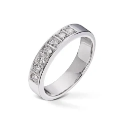 Diamonds by Frisenberg – Alliansering-Hvittgull 7×0,05 ct TW/SI-Kraftig ringskinne-Håndlaget ved eget verksted