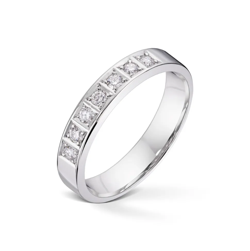Diamonds by Frisenberg – Alliansering-Hvittgull 7×0,03 ct TW/SI-Kraftig ringskinne-Håndlaget ved eget verksted